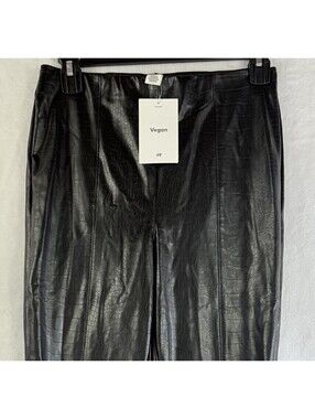 HM Faux Leather Leggings Small Black Croc Pull On Womens Vegan H&M New NWT
